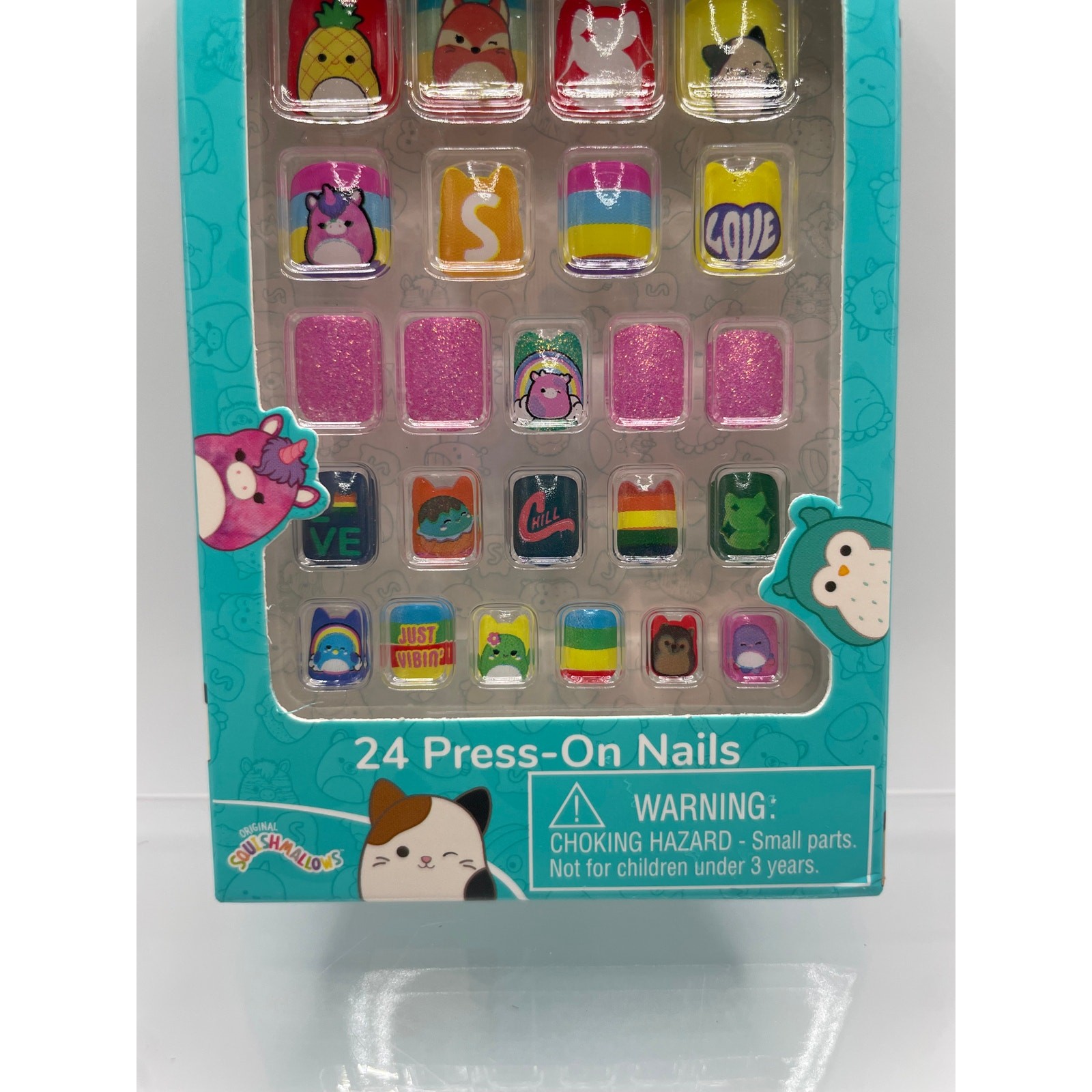 Squishmallows Children’s Kids Small Press On Nails Multiple Colors 24 Pieces