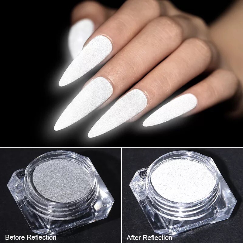 Silver Reflective Nail Disco Glitter for Gel Polish & Varnish Flash Night Effect