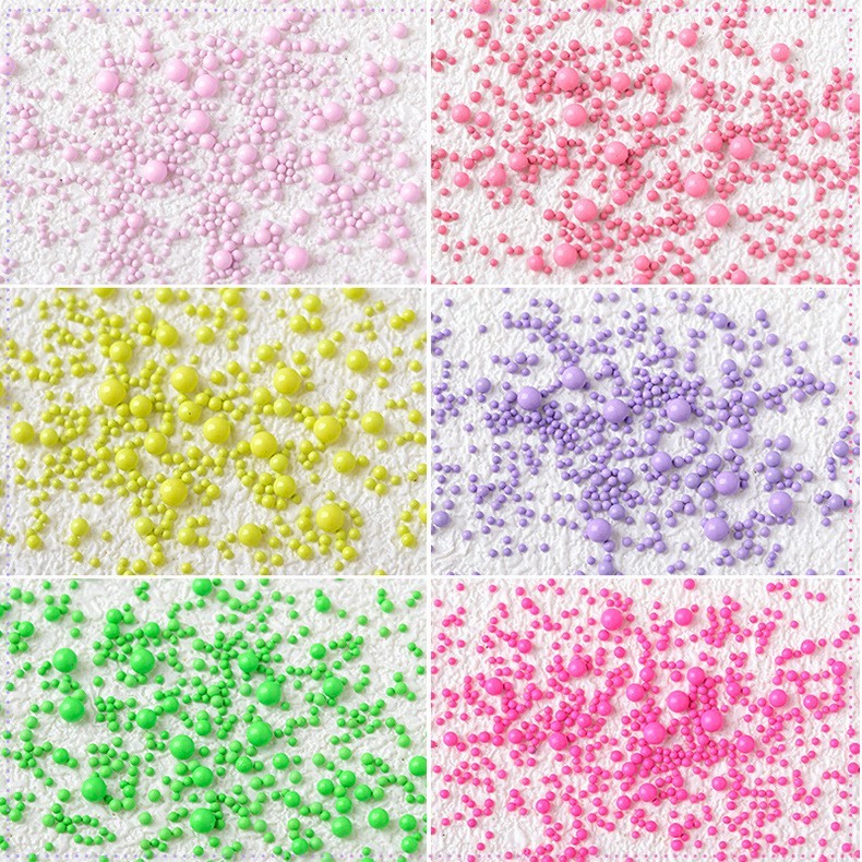 12 Colorful Nail Art Steel Ball Beads Macaron Bubble Beads Mixed Size Caviar Set