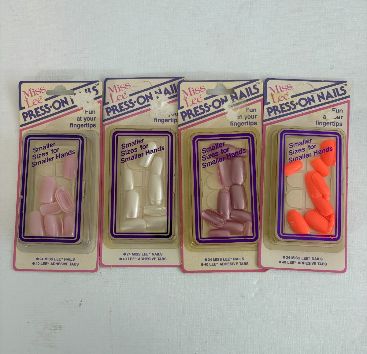 Vintage Lot of 4 Miss Lee Press On Nails Smaller Hands 90s