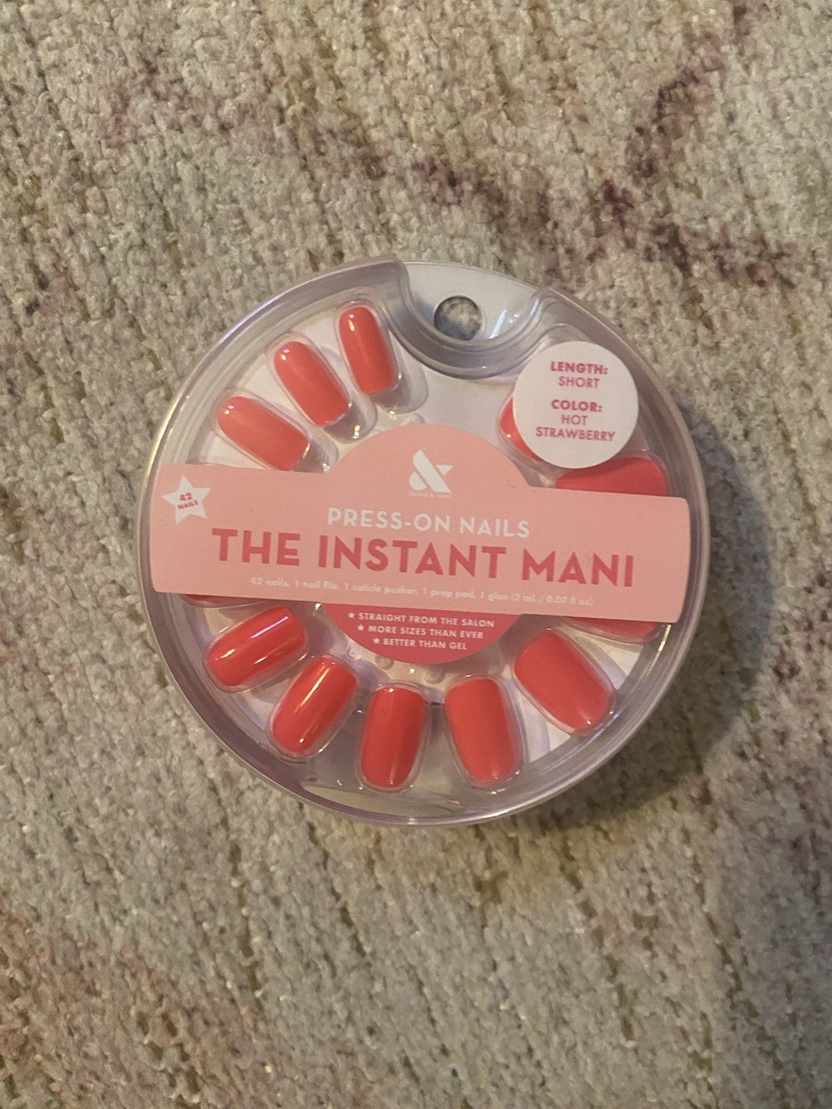 Olive & June, The Instant Mani, Press-On Nails, Short Length, 3 Pk & glue