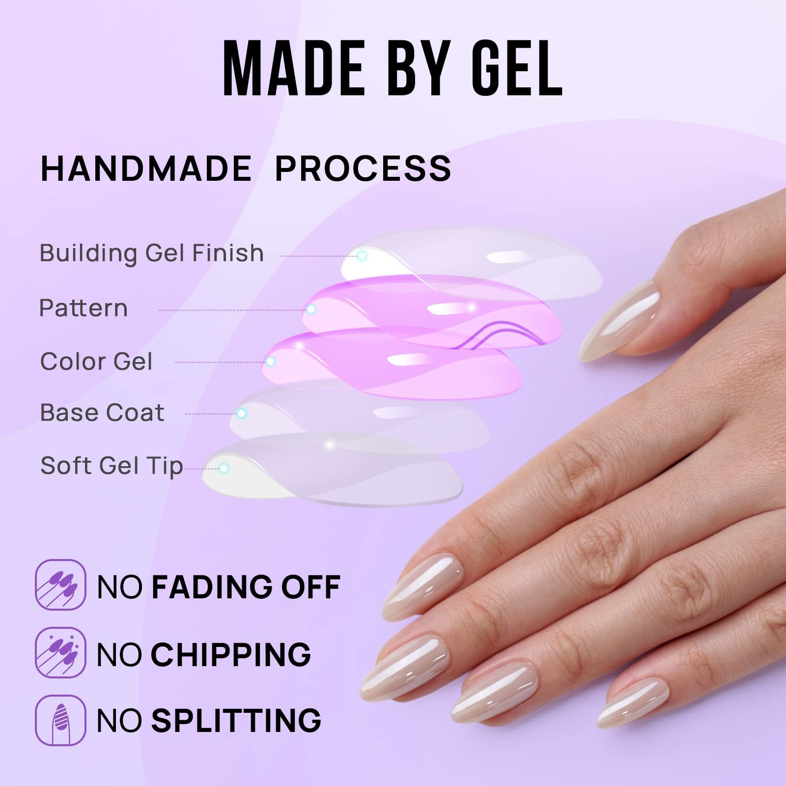Press On Nails, Nuts Glazed, Medium Almond, Chrome Nude, 32Ct