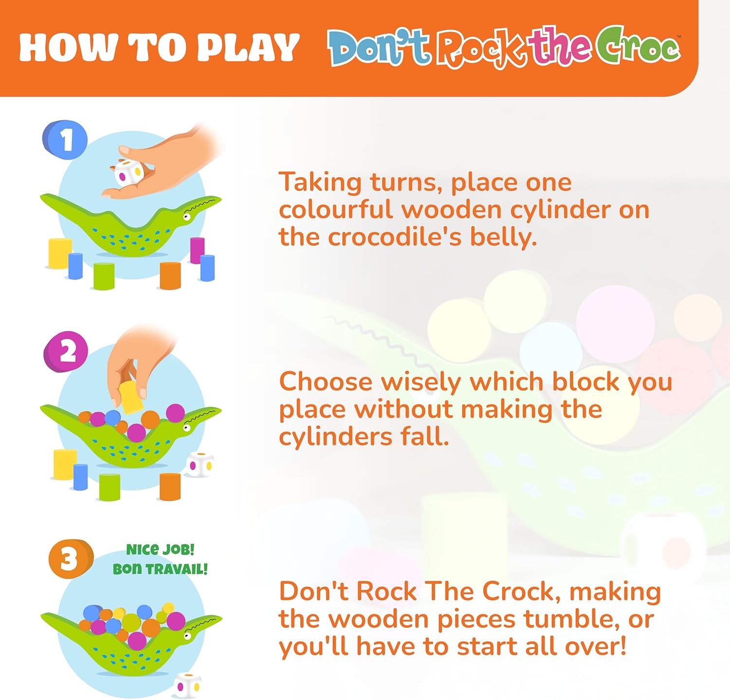 FoxMind Games Don’t Rock The Croc, Toddler Boy Girl Games, Kids One Size