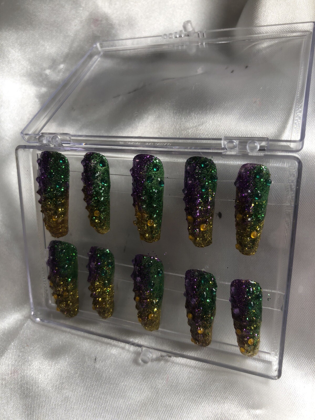 Z NAILZ! Z CLAWZ! Purple/Green/Gold MARDI GRAS Alligator Textured Press On Nails