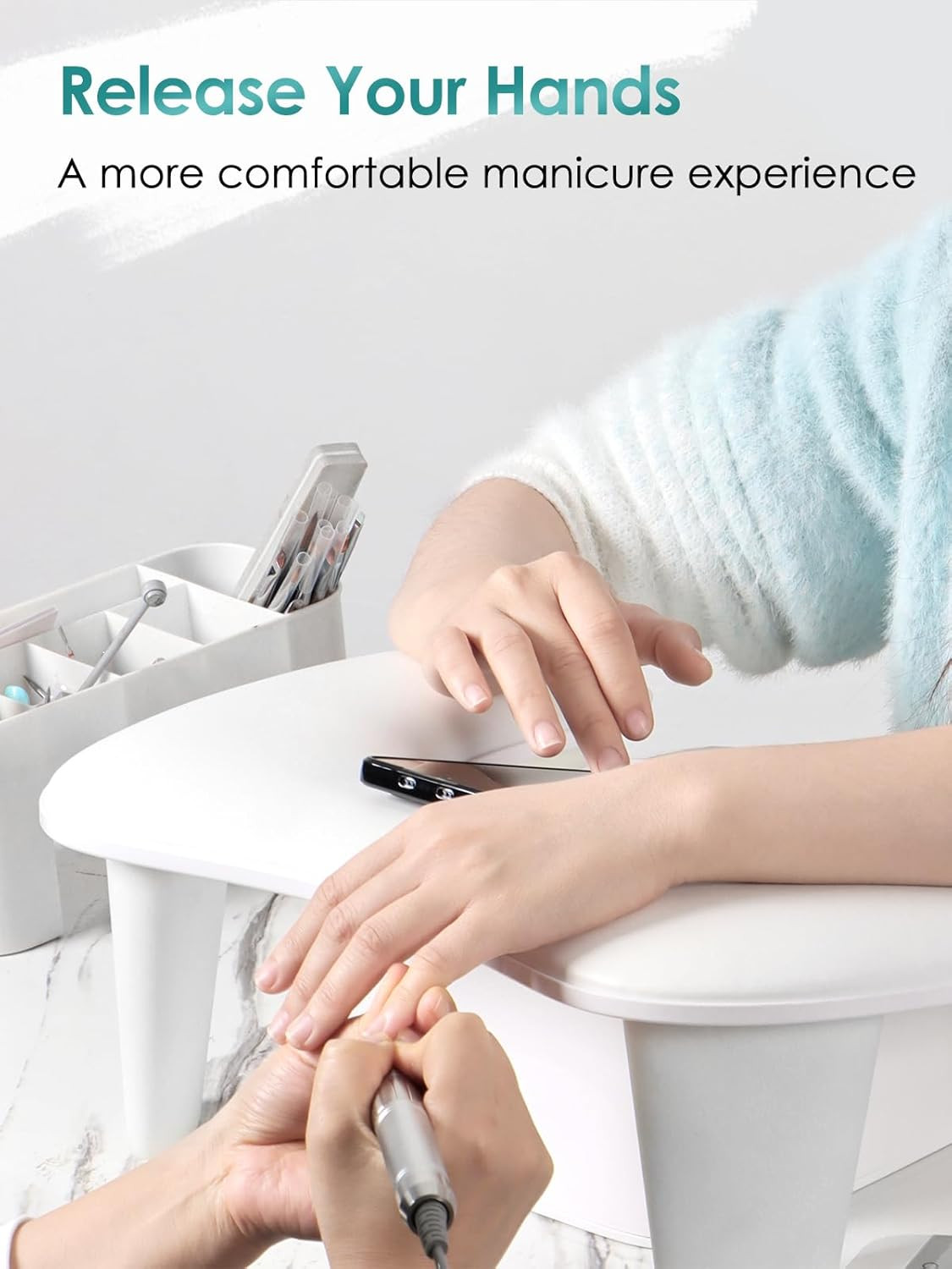 Nail Arm Rest Hand Pillow: Leather Nail Stand Nail Hand Rest – White Manicure Cu