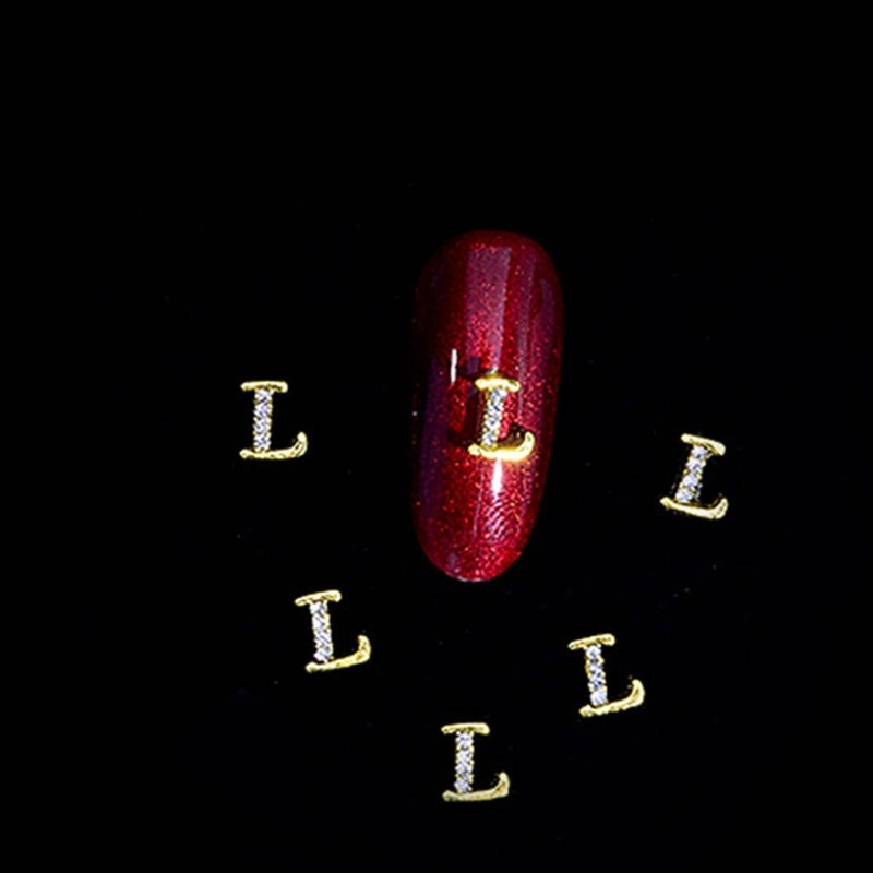 26pcs/set A-Z 26 English Letters Gold Metal Rhinestones 3D Nail Art Decoration