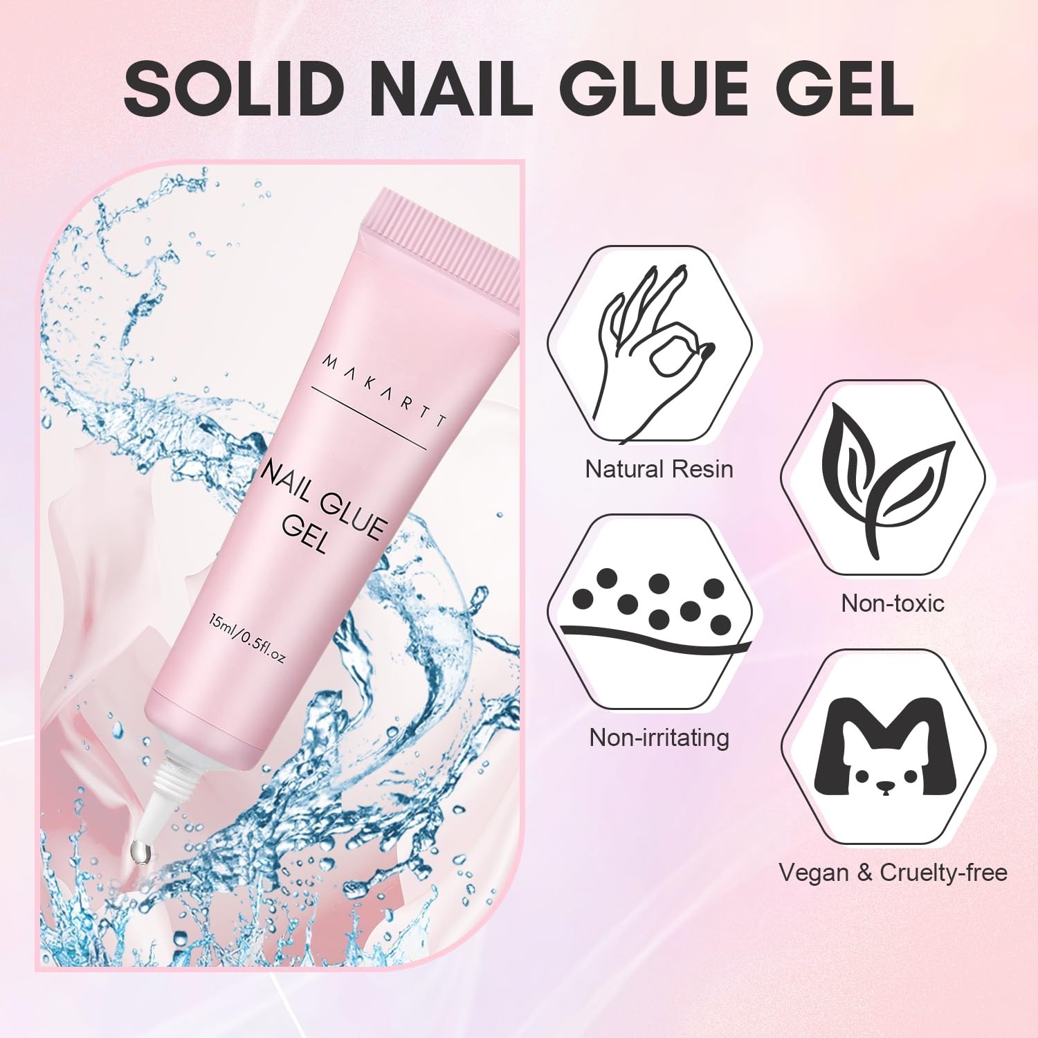Gel Nail Glue: Solid Nail Glue for Press On Nails, 15ML 3D Gel UV Lamp Needed…