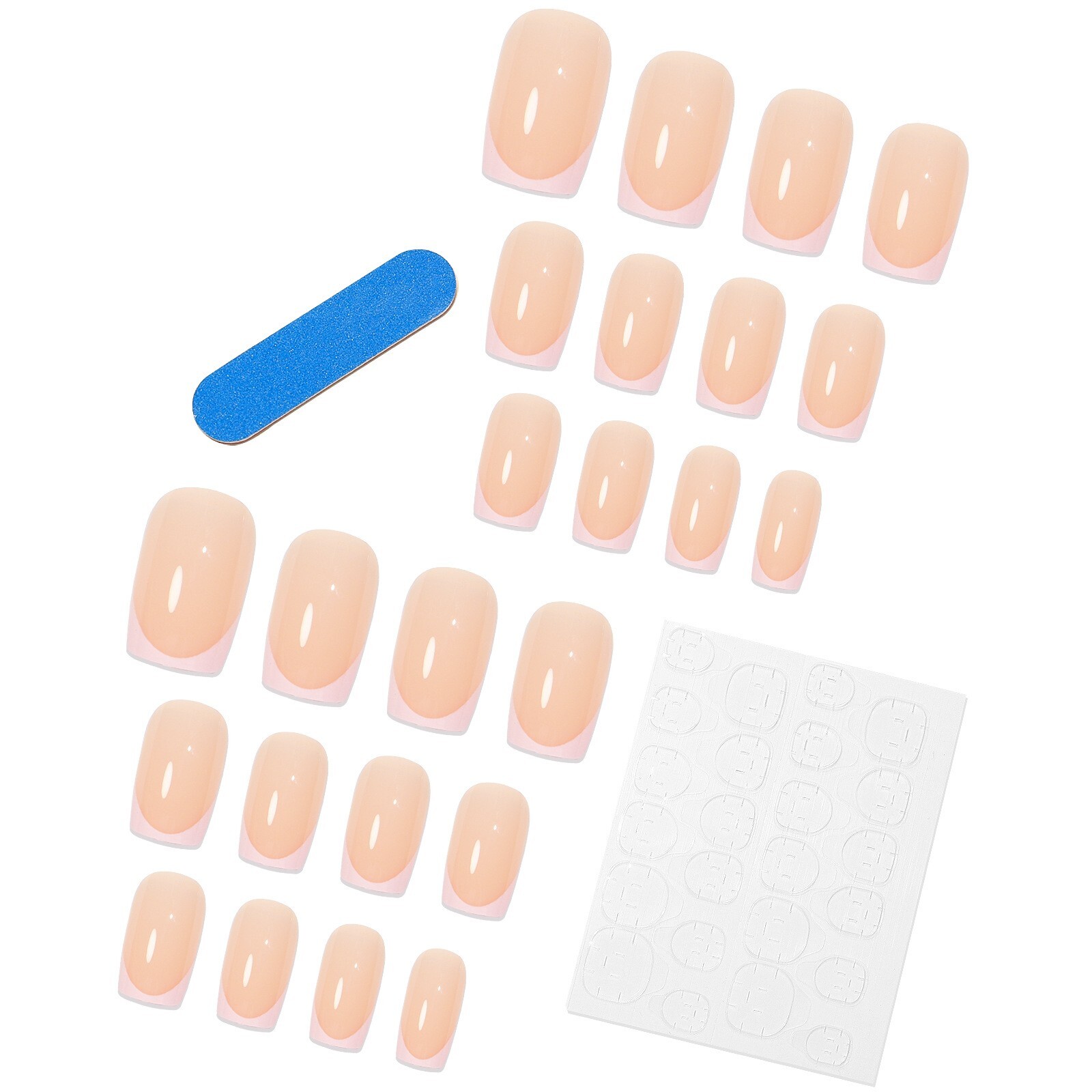 24pcs False Nail Tips Coffin Pink & White French Press on Nails for Nail Art DIY