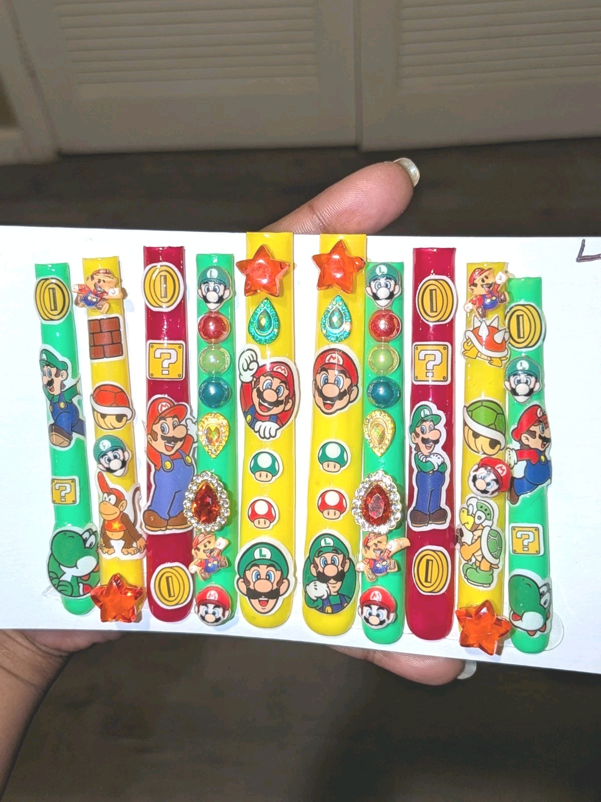 Bright Custom Super Mario Multicolor Decorative 6Xl Press On Nails Sz Large