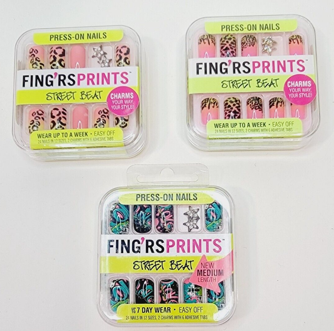 Fing’rs Prints Street Beat Knotty Girl – 1 Neon, 1 Leopard, 1 Block Party Sealed