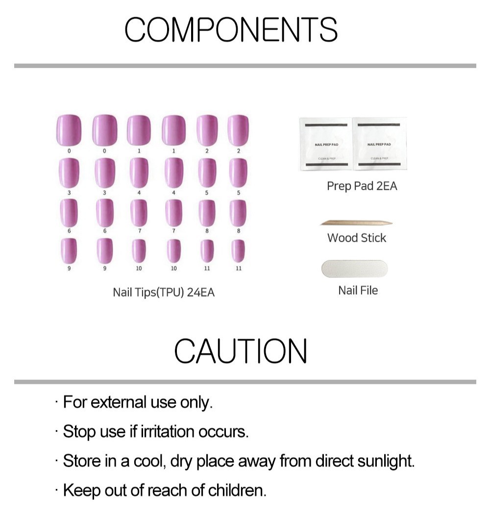 MIMO Press-On Nails Square – Gray-Blue with Silver French Tip, 24pcs Reusable