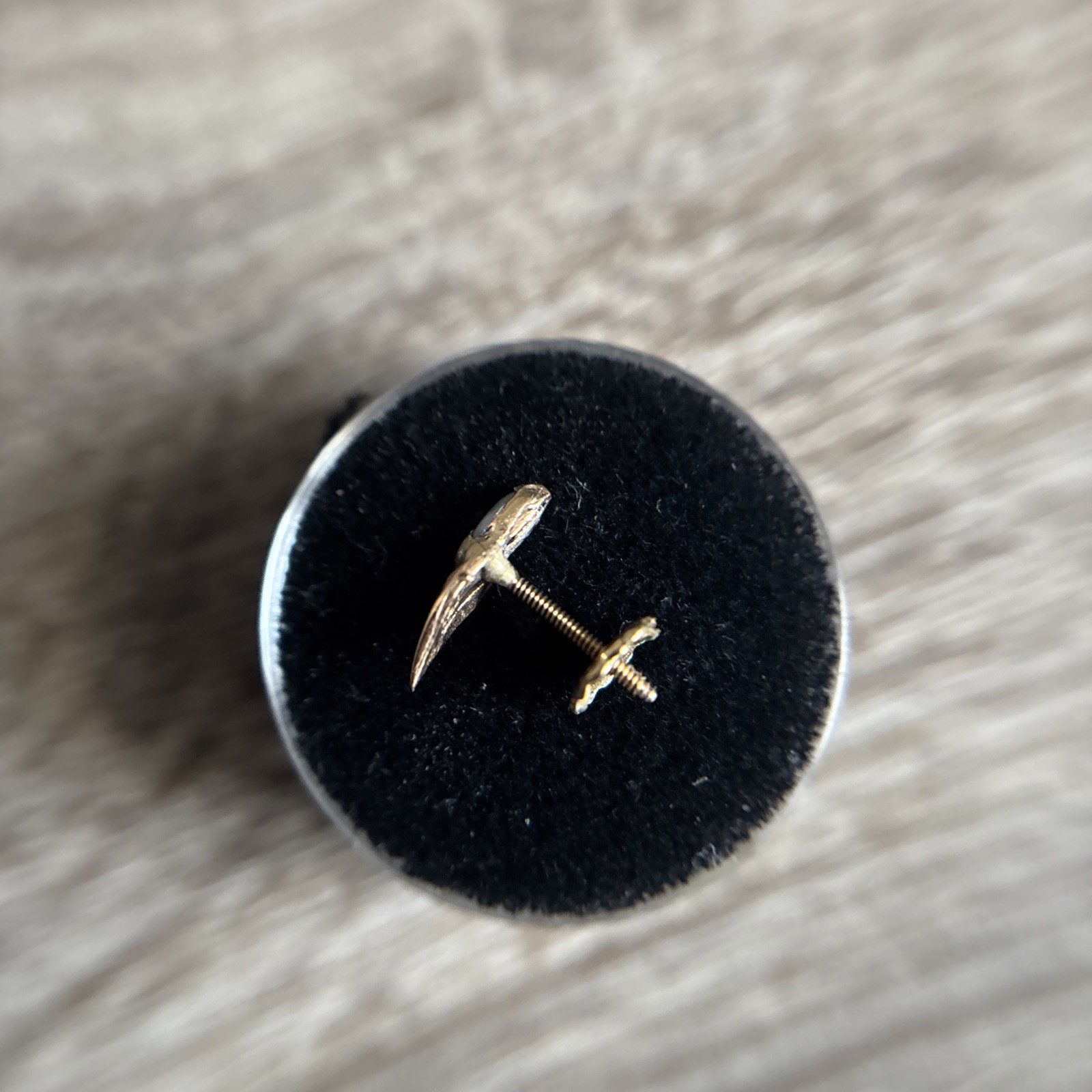 14K Yellow Gold Nail Charm Stud with Marquise Cubic Diamond in a Charm with Post