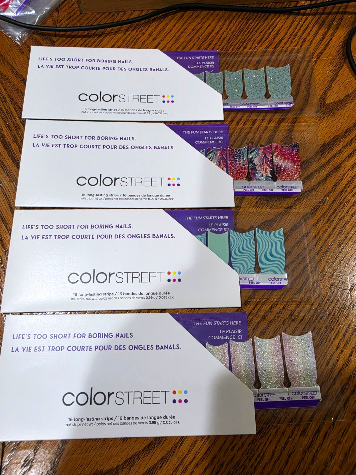 Color Street Nail Polish Strips Glitter Multicolor Peel-Off Full Wrap Nail Art