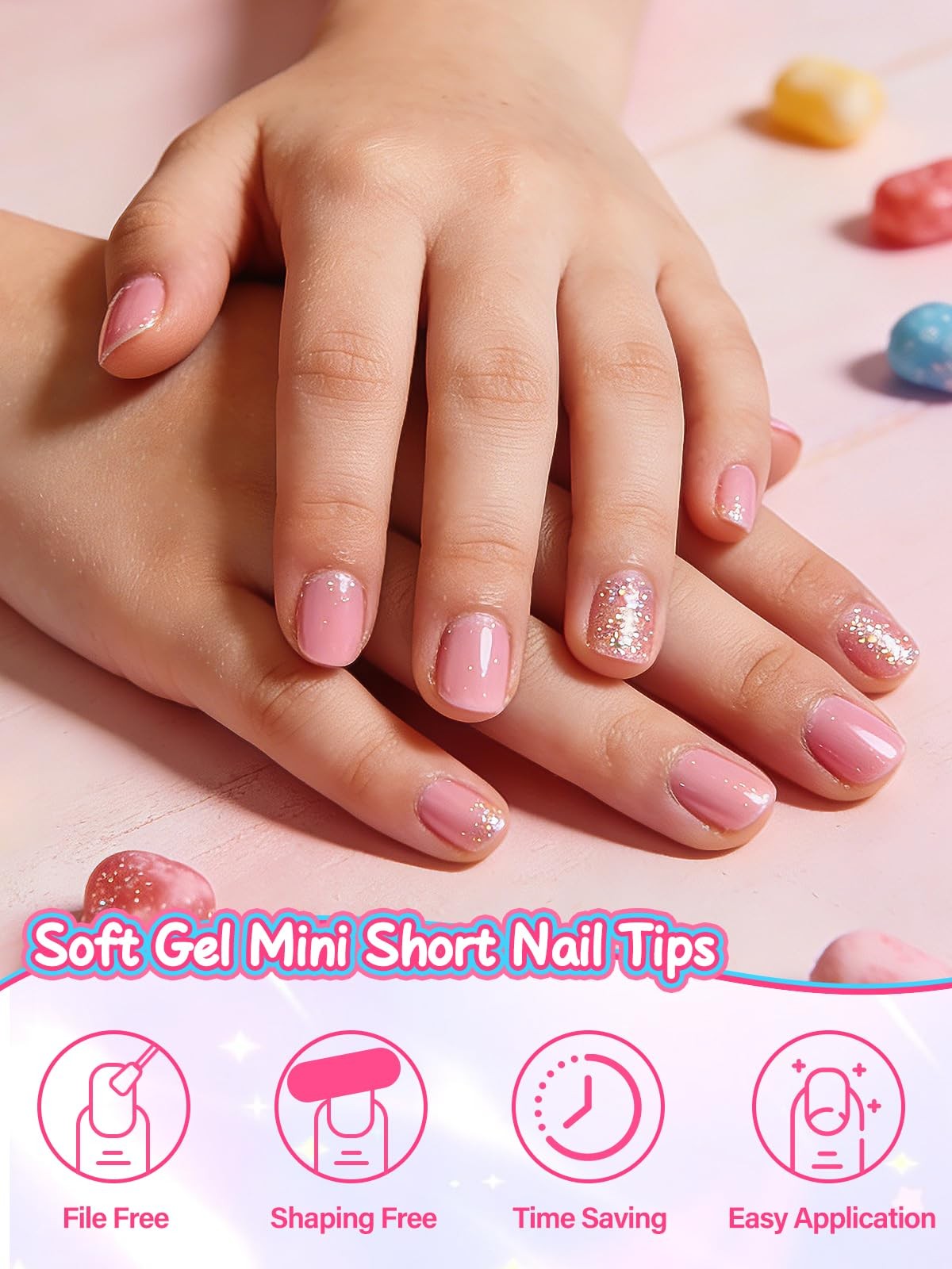 360 Pcs Kid False Nail Tips, Short Kids Clear False Nails