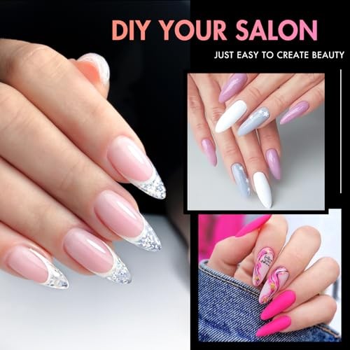 Long Almond Nail Tips 240pcs Stiletto Soft Gel Long Clear Almond Nail Tips
