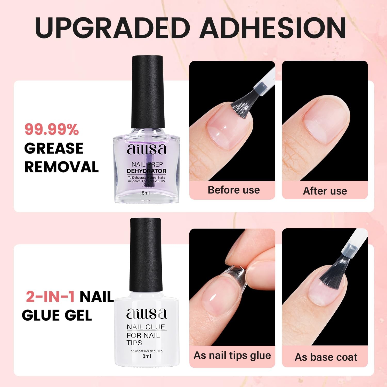 Nail Extension Kit Short Almond Nail Tips 240pcs with 2 In 1 Nail Glue Base C…