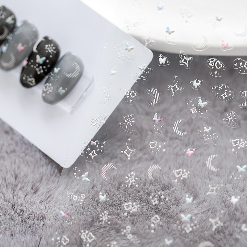5D Star And Moon Nail Stickers, Self-Adhesive Nail Stickers, Nail Decals(142)