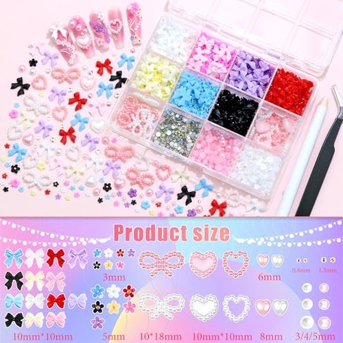 Assorted Nail Charms and Flatback Pearls Gems Set 02 – 2 Boxes Nail Art Decos