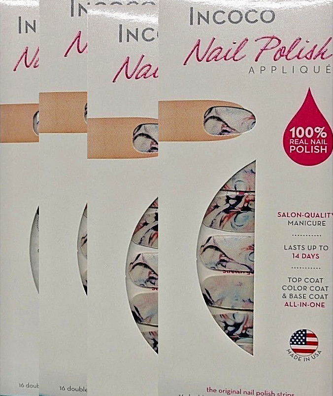 4 pk INCOCO Nail Polish APPLIQUE 16 strips ea MASTERPIECE (4 x 16 strips)