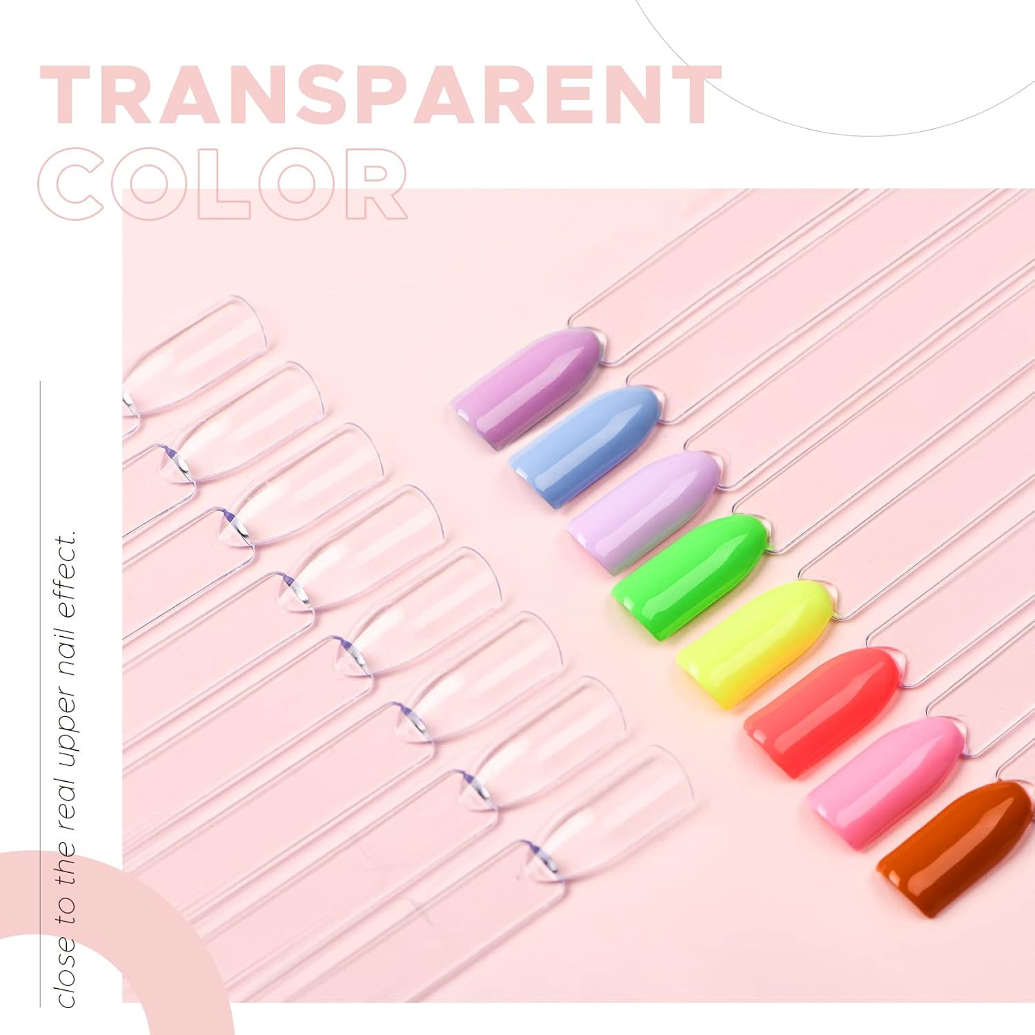 AZUREBEAUTY 150 Pcs Clear Nail Color Sticks, Fan Shape Nail Art Polish Display T