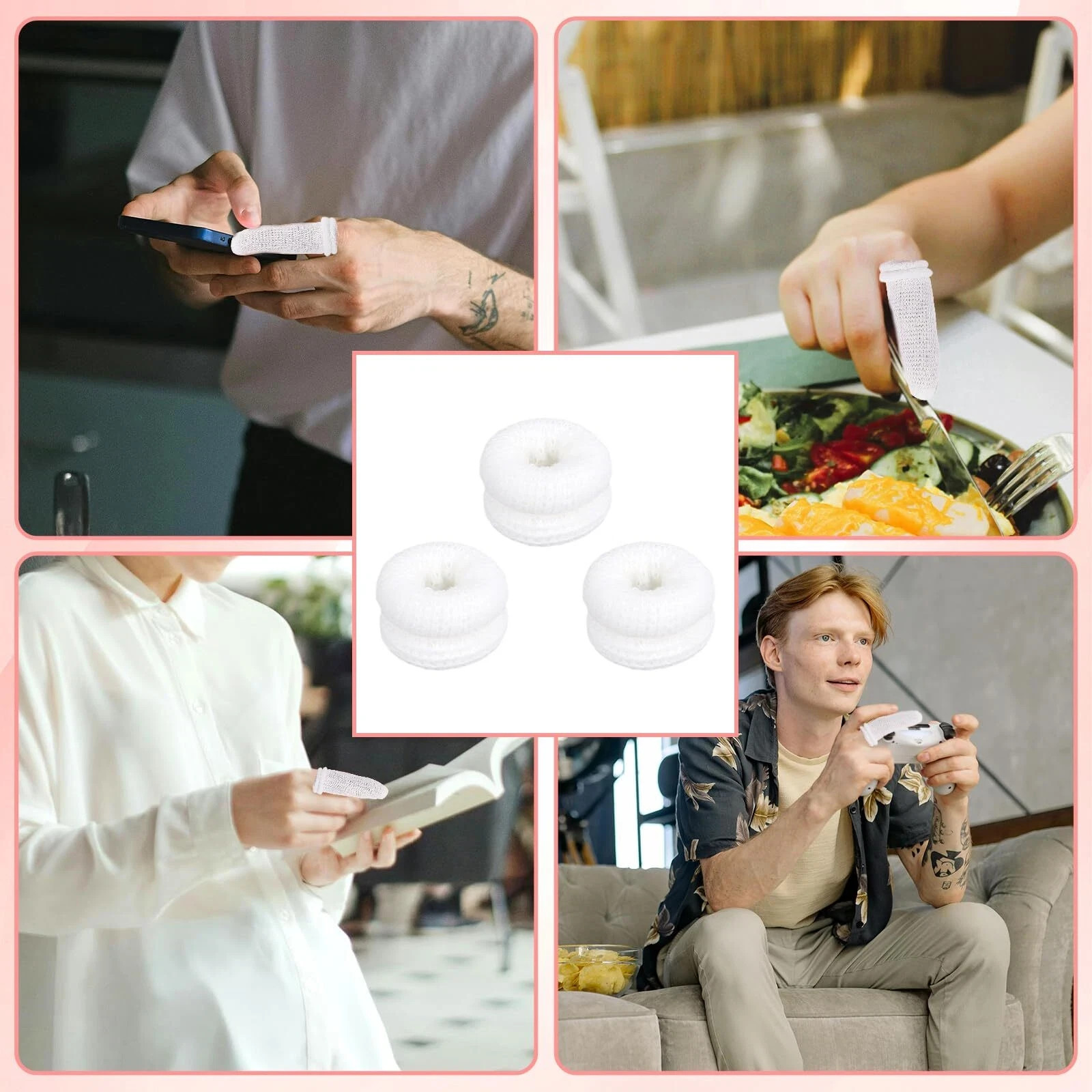 30 Pcs Bobs Thumb Bandage Finger Bandage Tubular Cotton Finger Cots for Kitchen