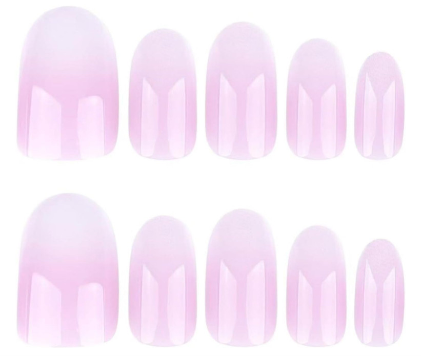 24pcs Pink Ombre Gradient Press-on Nails French Minimalist Style Short Oval Nail