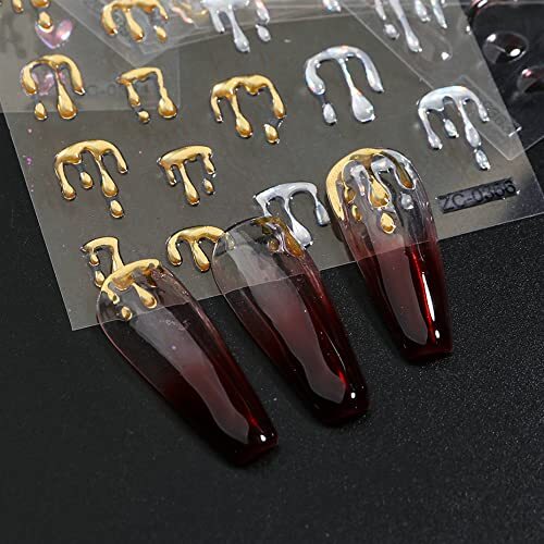 6 Sheets 5D Crystal Soft Glue Embossed Nail Stickers Irregular Geometric