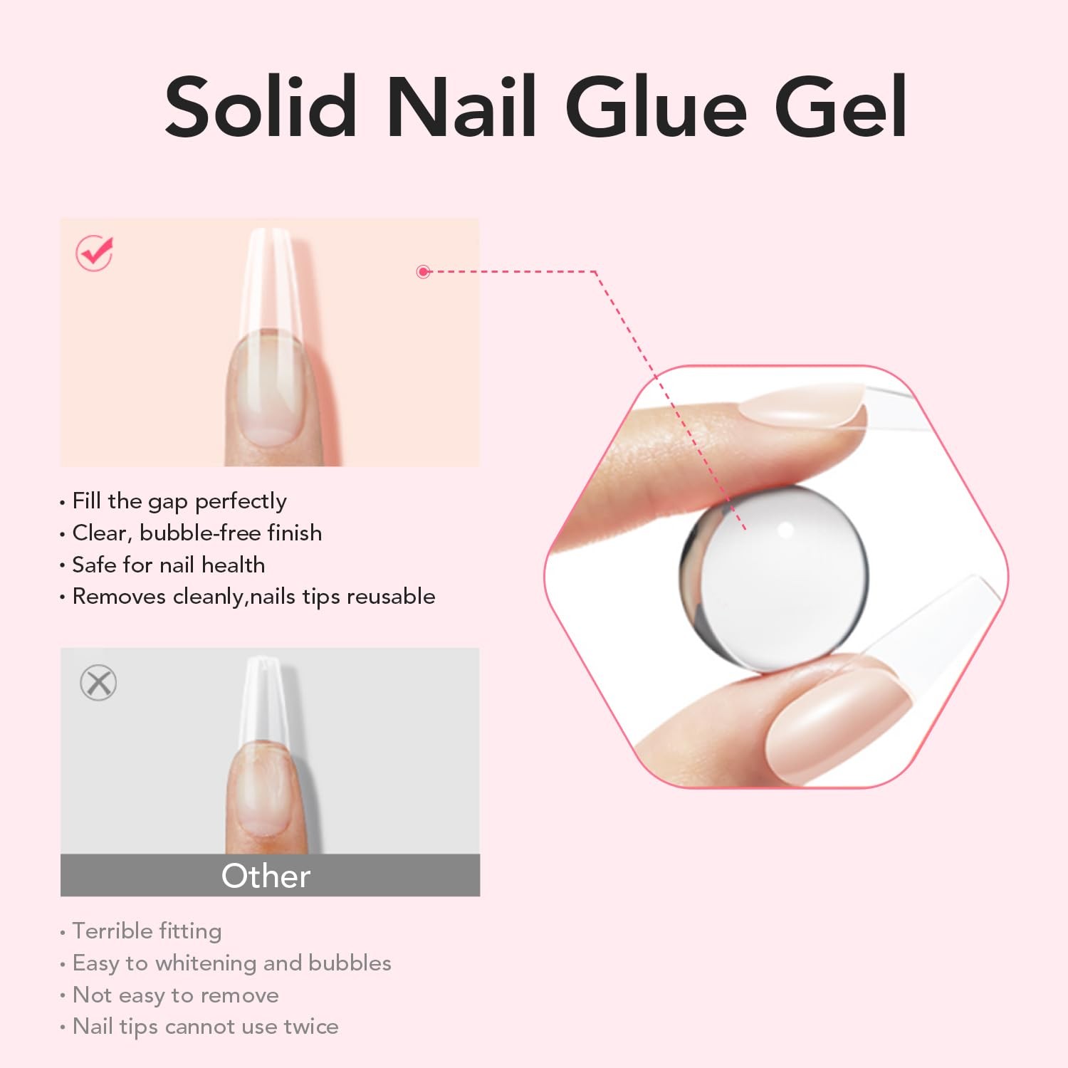 Curvlife Solid Nail Glue For Press On Nails, 15g Curv Life Solid Gel Nail Glue F