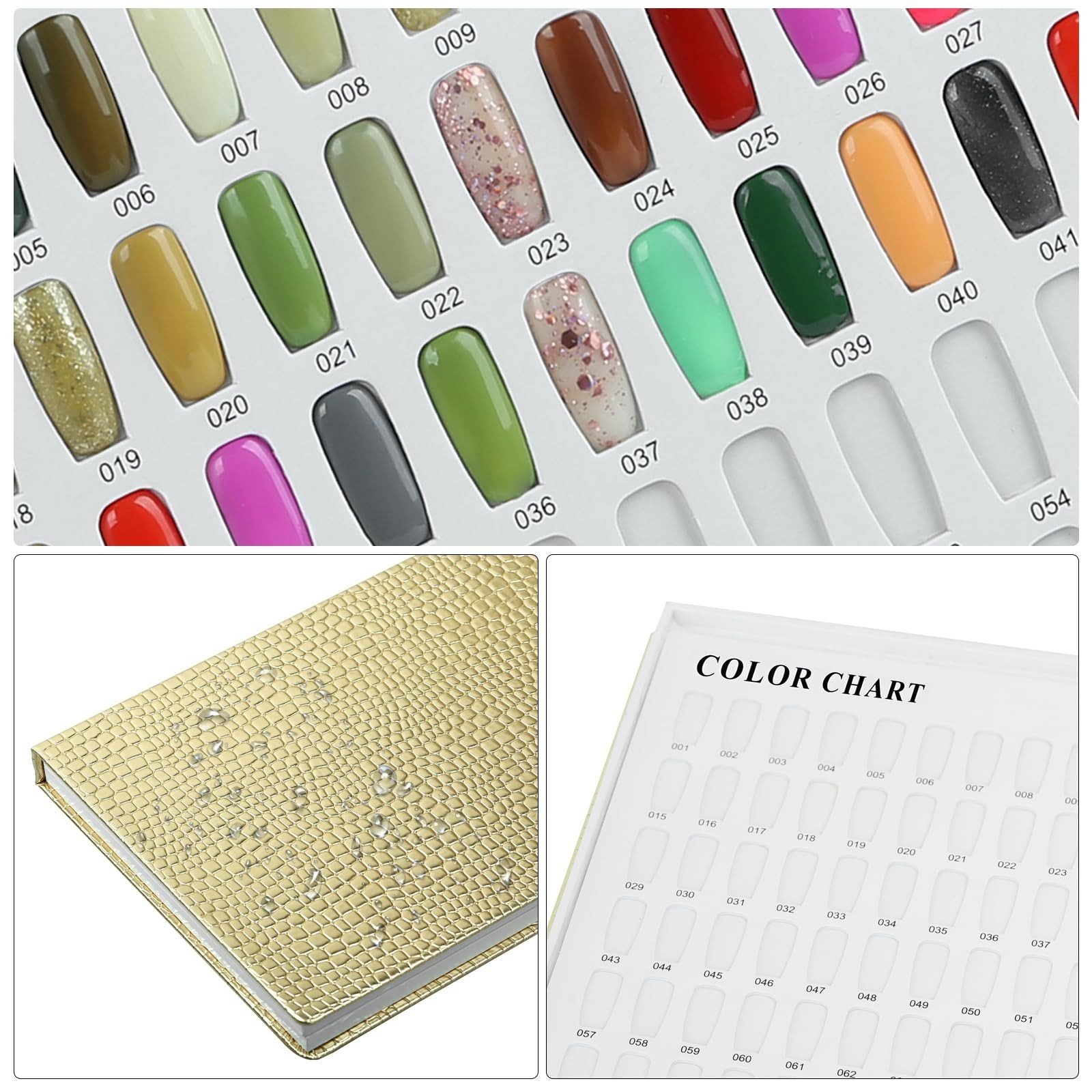 308 Colors Nail Swatches Book with 360 Tips & Number Labels – Gel Polish Color C