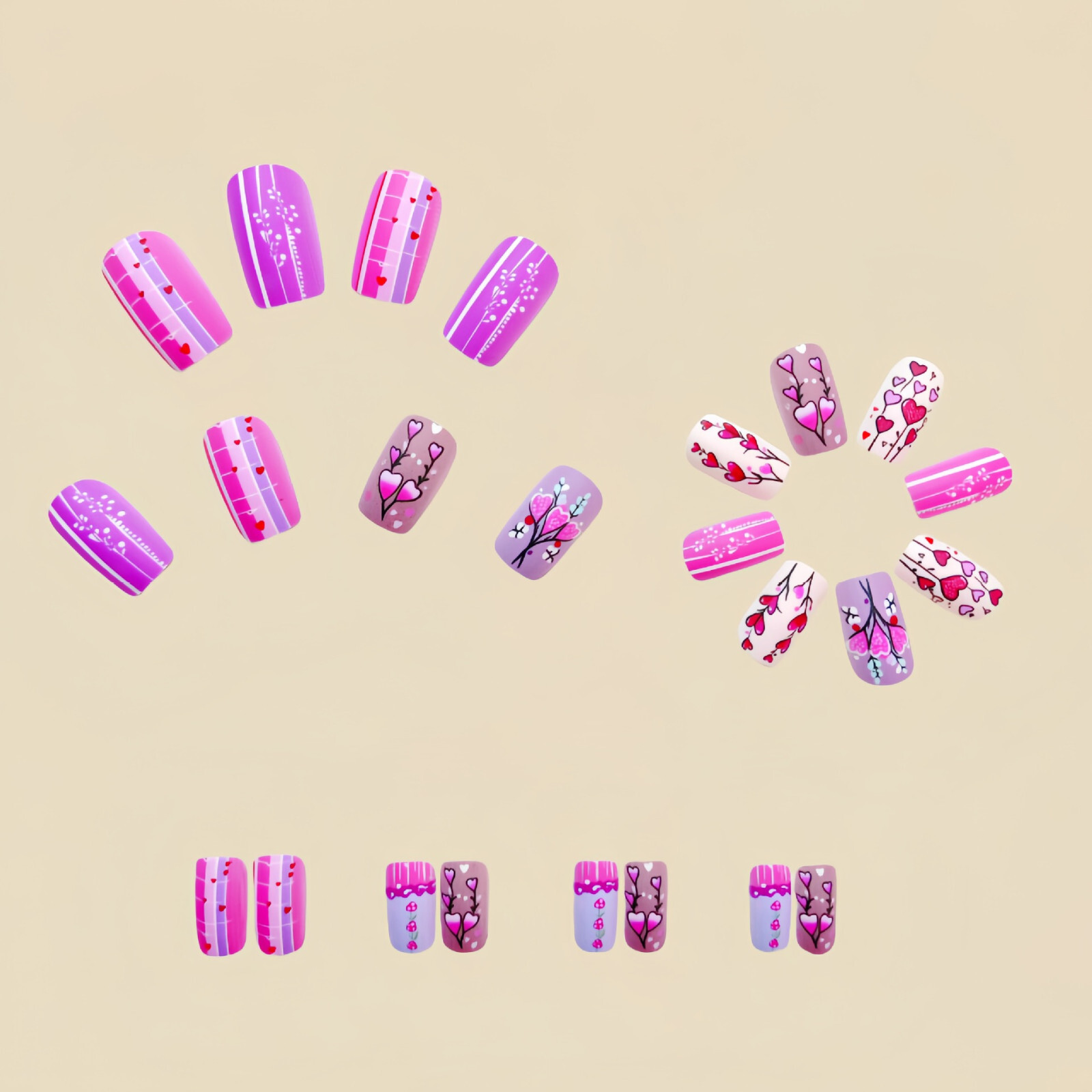 4 set （24Pcs/set ）Purple color False Nail Art Full Cover Artificial Fake Nails