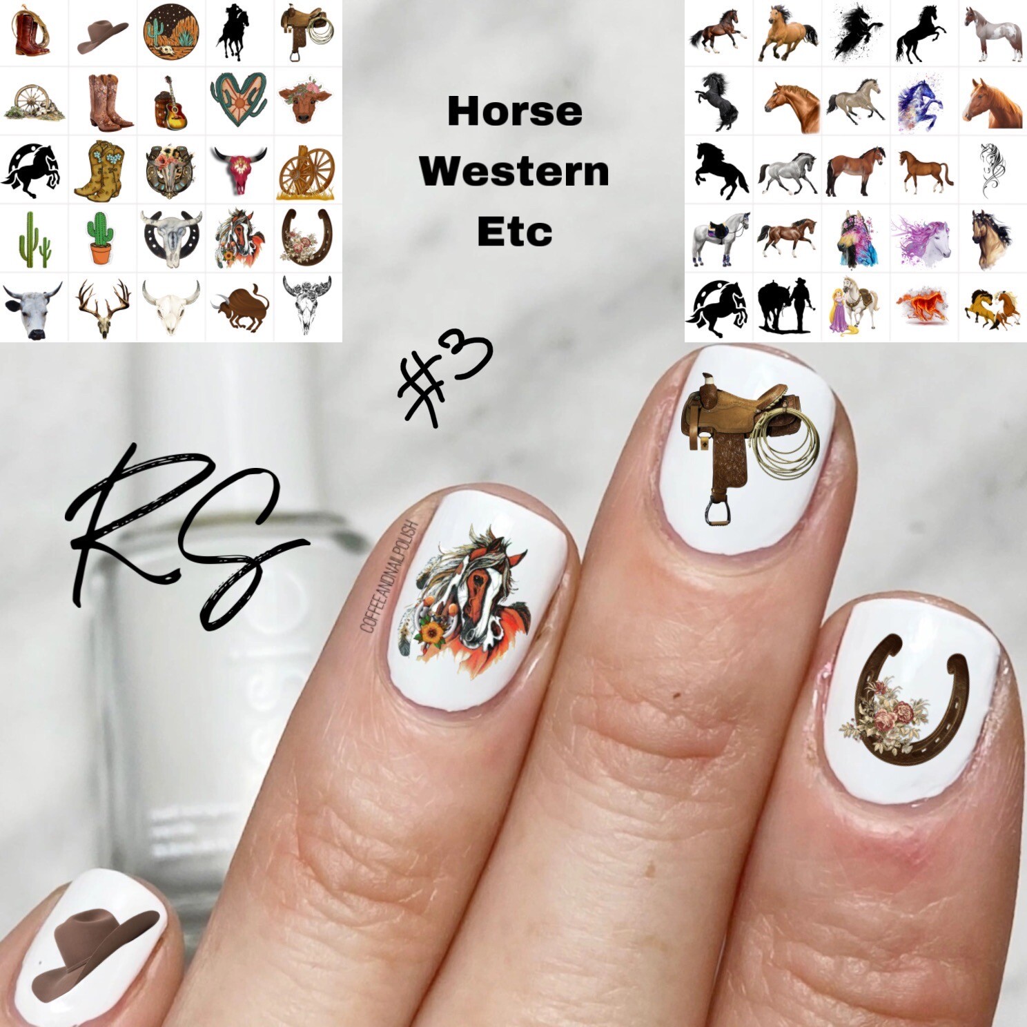 Western Horses Waterslide Nail Decals Set Of 50 Instructions & Bonus Included
