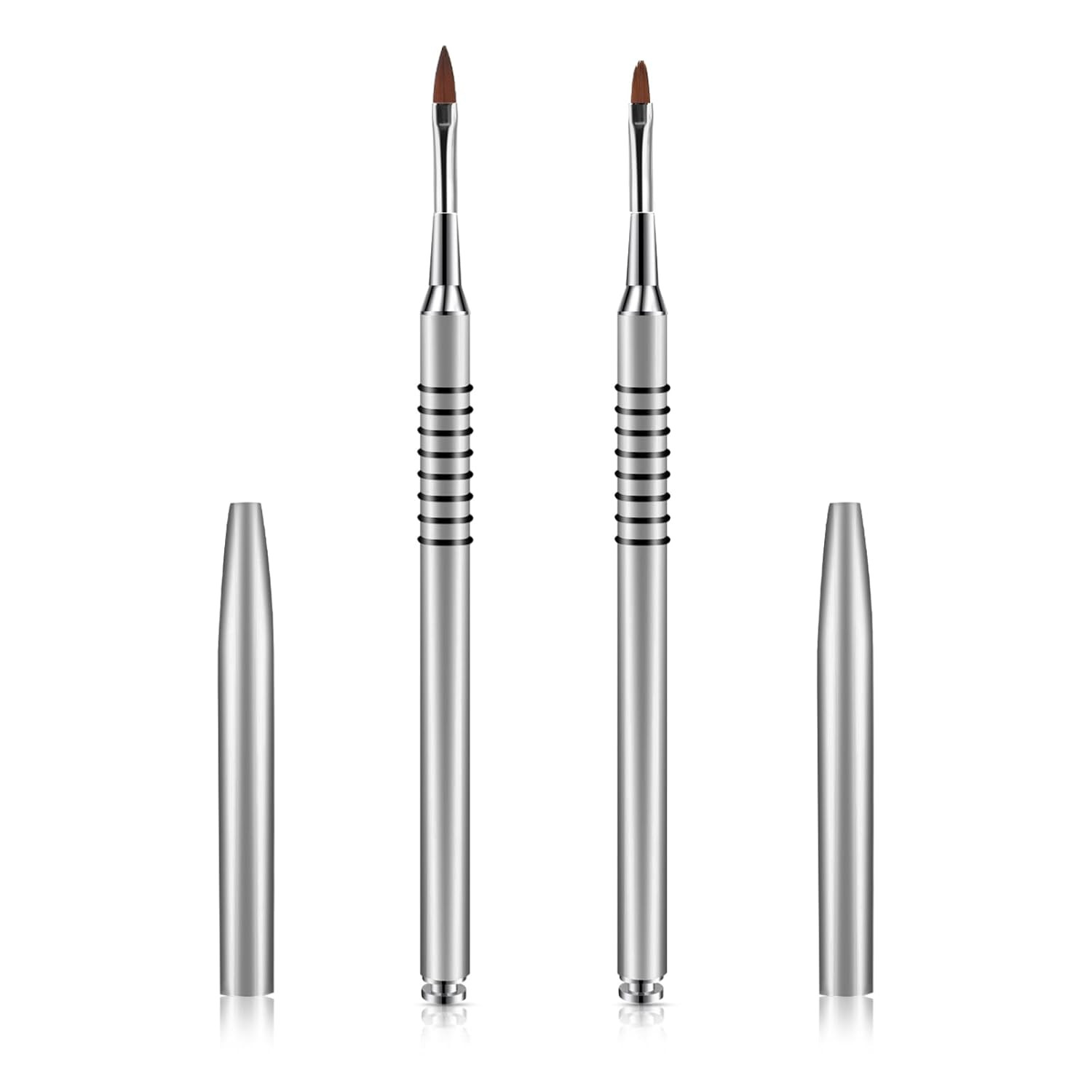 2 Pack 3D Acrylic Nail Brush Kolinsky Nail Art Brush #2#4 Mini Oval Nail Brush