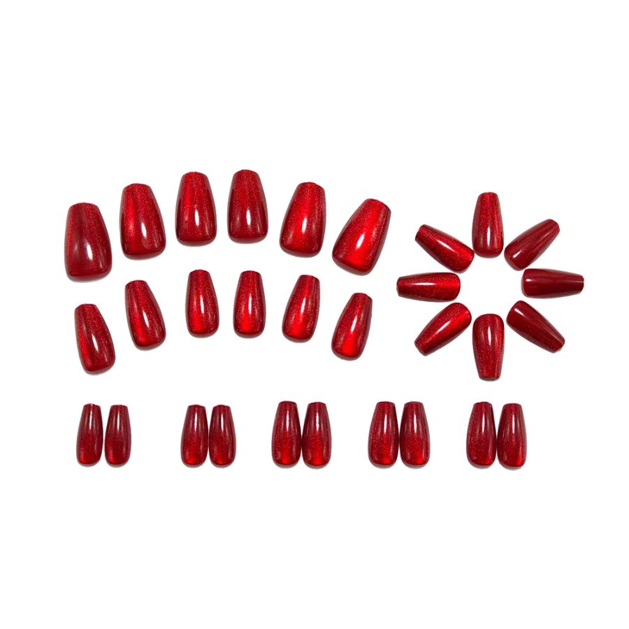 60Pcs Wine Red Cat Eye Solid Press on Nails, Short Square Elegant Fake Nails