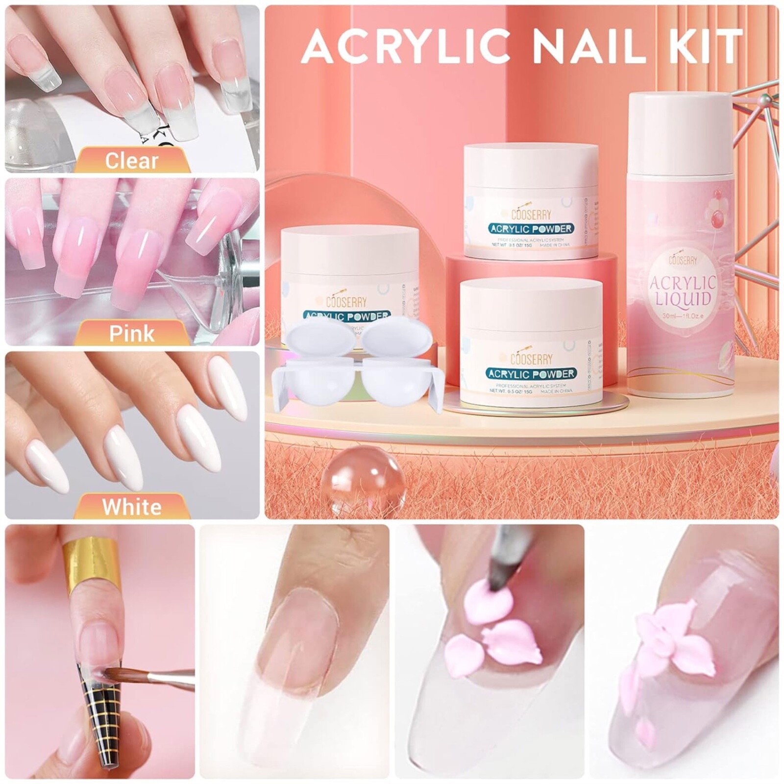 Paquete De Uñas Acrilicas Kit Profesional De Esmalte Para Pinceles Set Rutilar