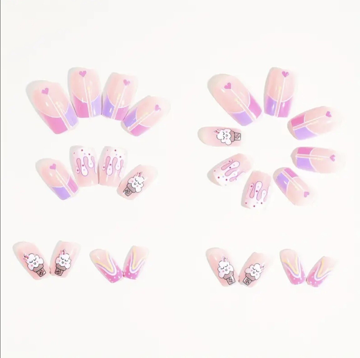 Ice Cream Design Press On Nails