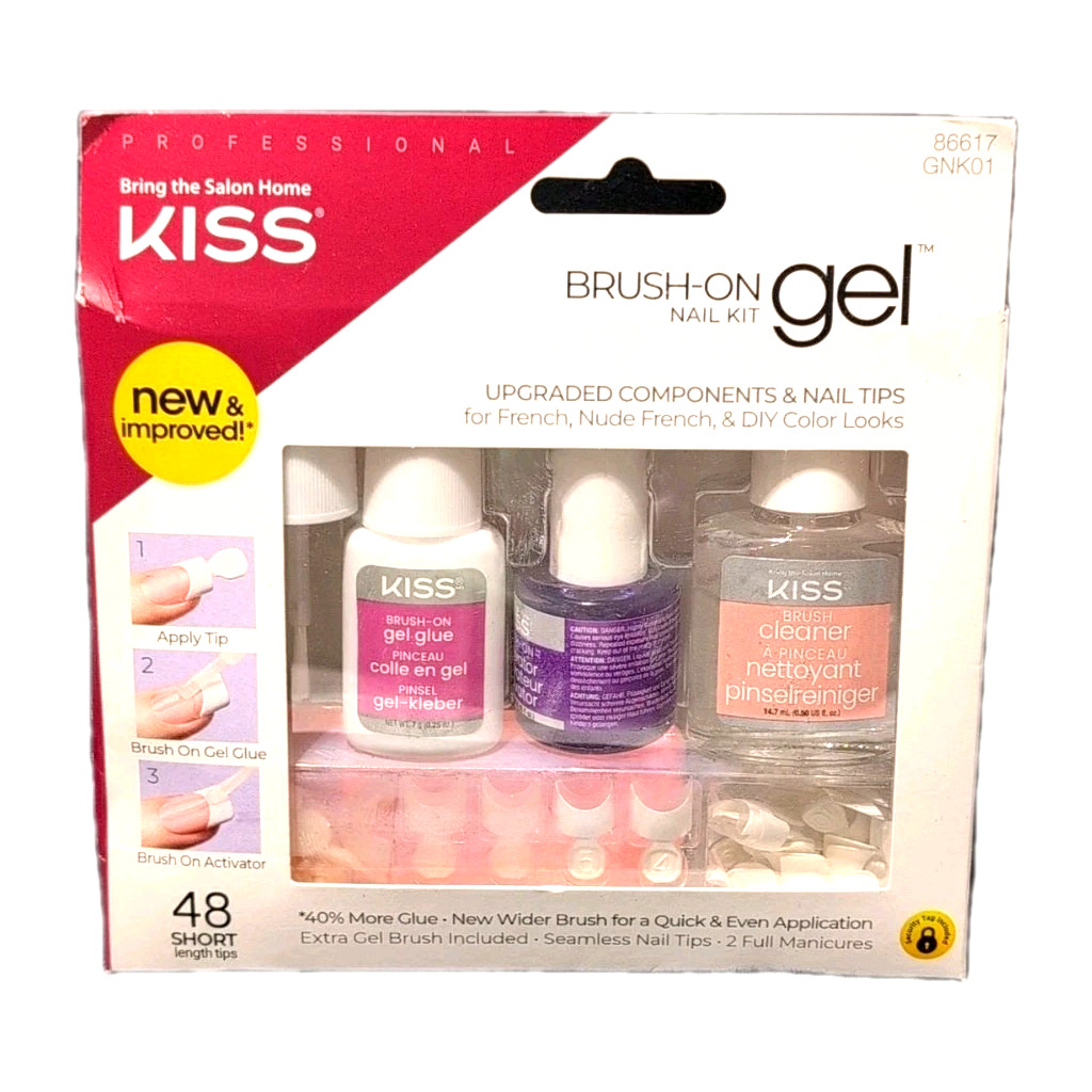 KISS Nail Kit Short Tips French Nude 86617 GNK01 DIY Lot 2 Sets 48 ea PKG