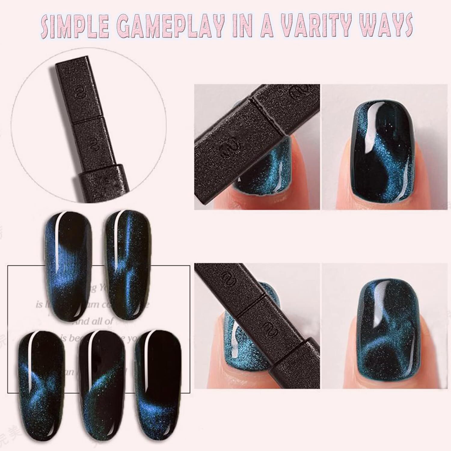 14Pcs Cat Eye Magnet For Nails UV Gel Polish Magnet Pens Stick Nail Art Pen Tool