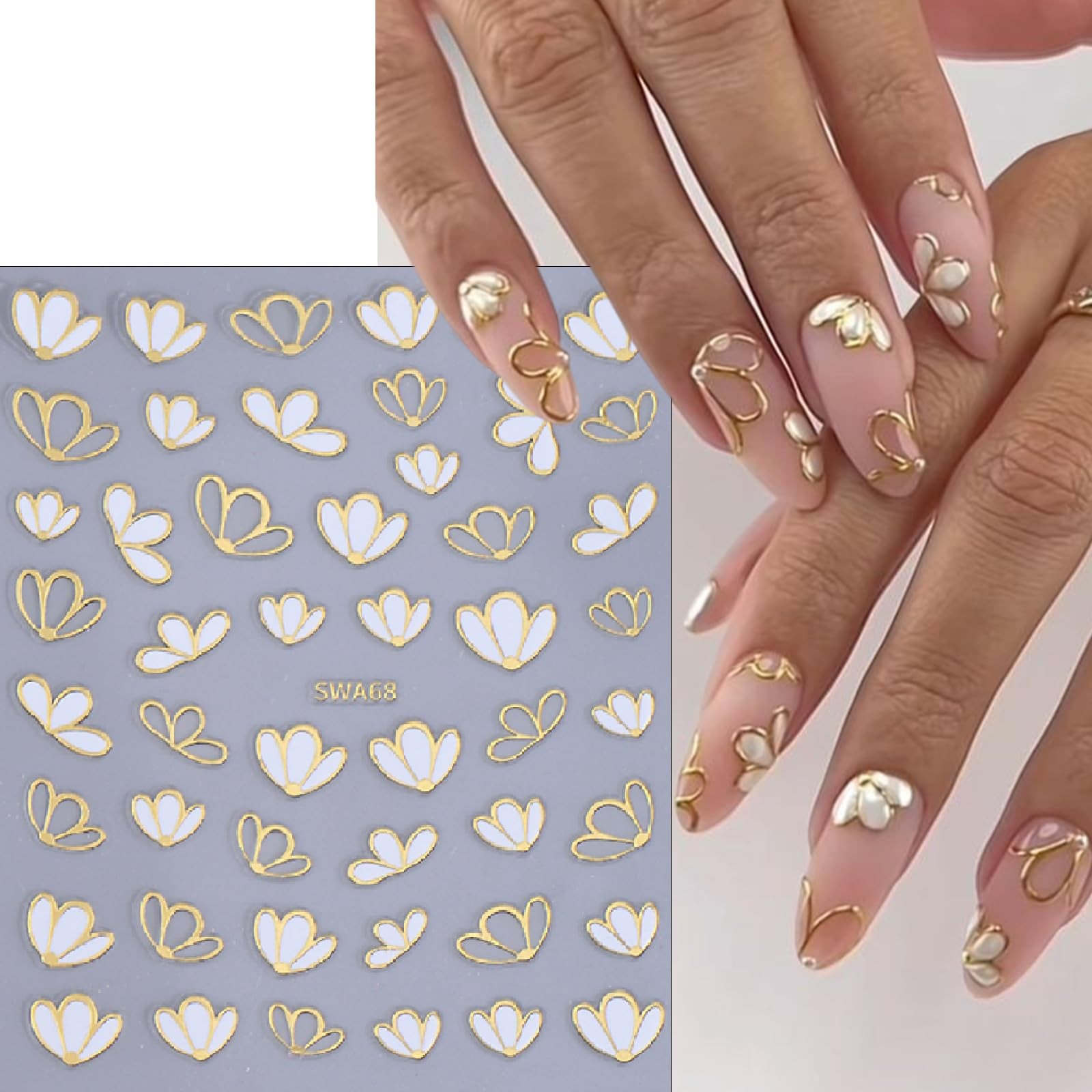5 Sheets Nail Decals Flowers Petal Nail Art Stickers Spring Gilding Cherry Bl…