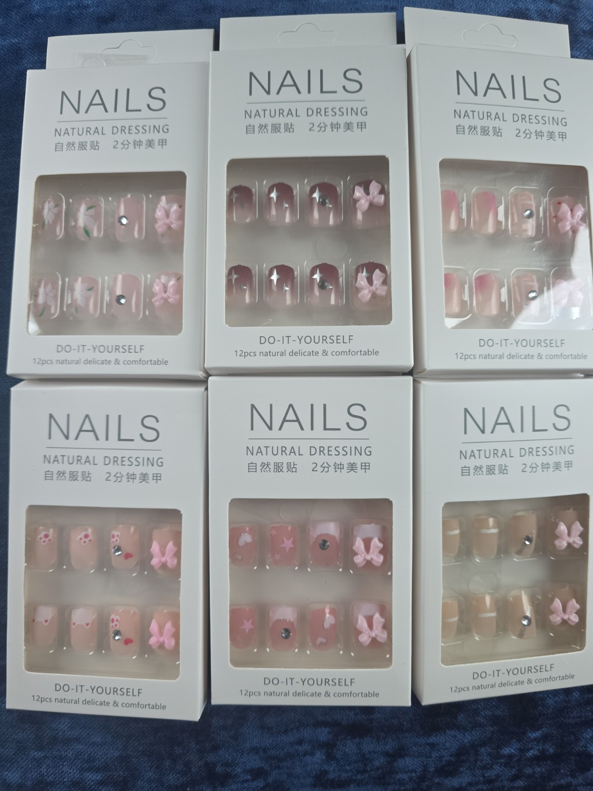 Nails Natural Dressing Press On Nails Lot of 6 Packs Pink French Tip Coquette Se