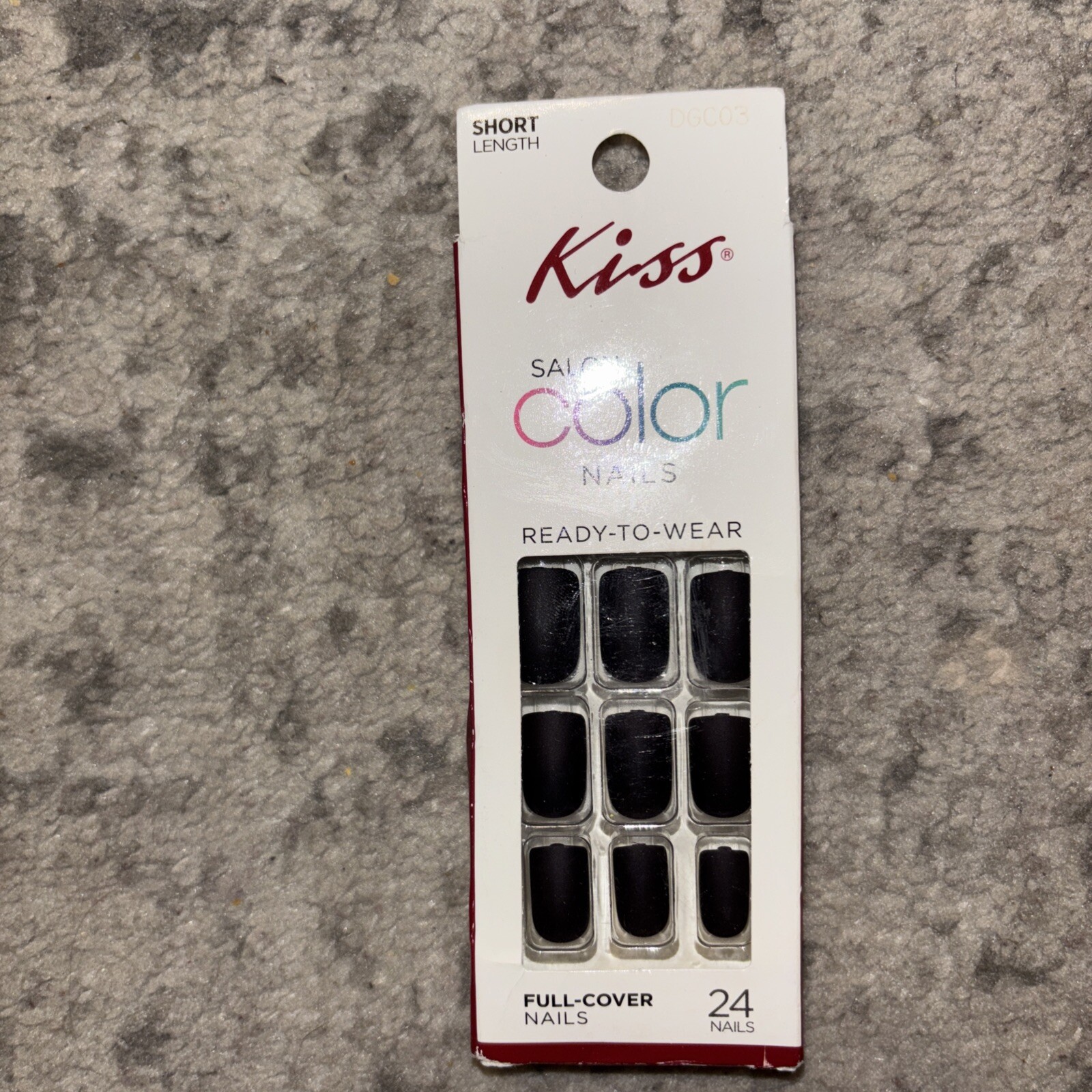 New Set Kiss Salon Color Short Length Glue On Nails Dark Horse 24 Nails