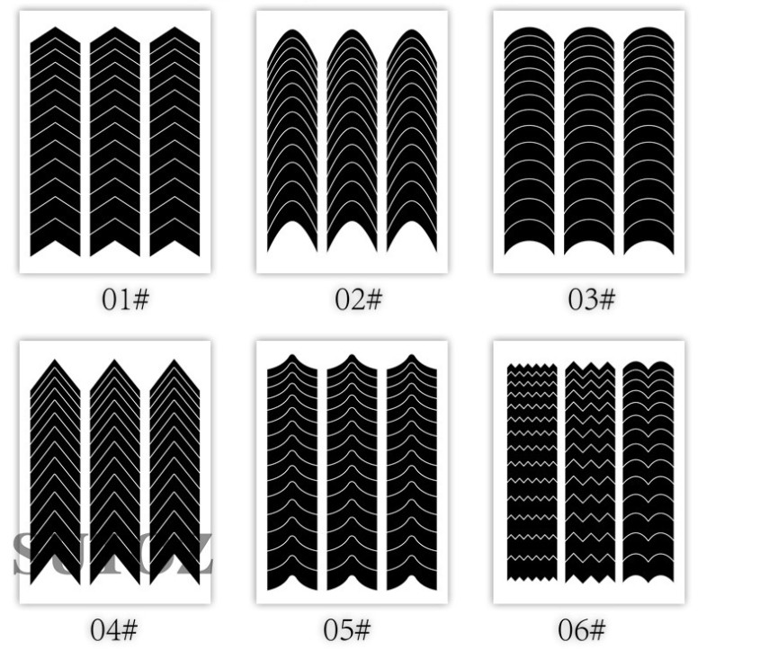 12Sheets French Tip Nail Guides Stencils Sticker French Manicure Template NH28