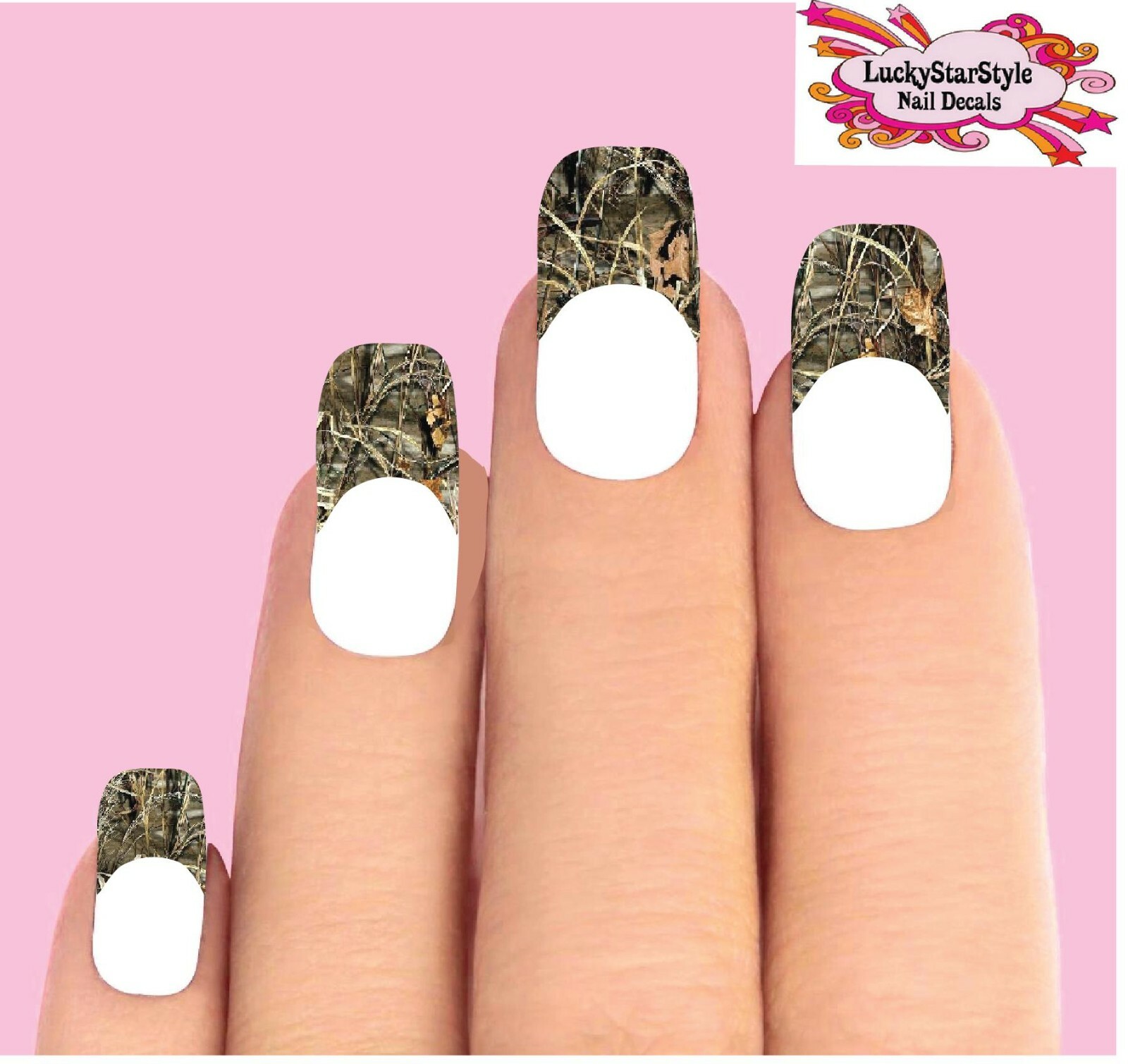 Waterslide Nail Decal Tips Set of 10 – Green Camo Camouflage Max 4 Waterfowl