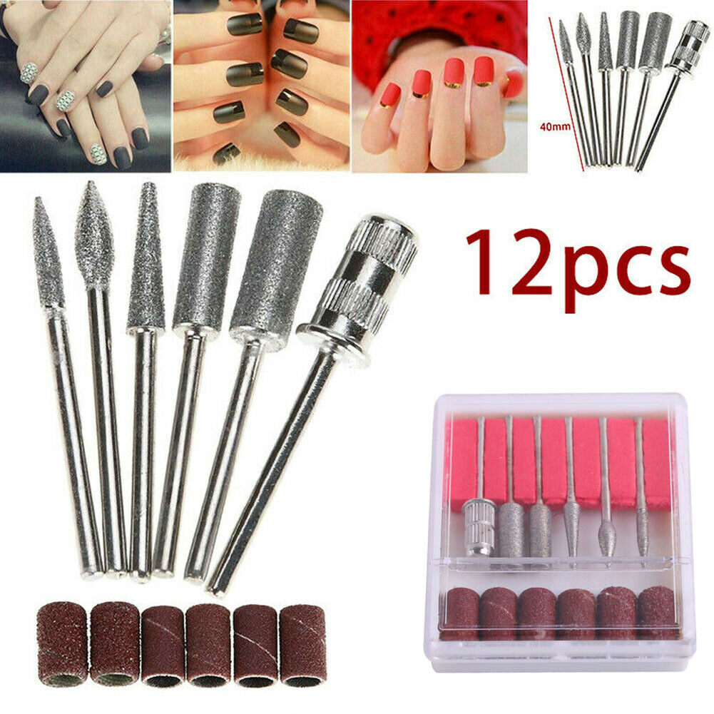 12 Pcs Mix Nail Art Electric File Drill Bits Replacement Manicure Pedicure Tool