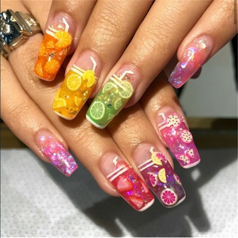 1000PCS/Pack 3D Nail Stickers Mini Fimo Slices Polymer Clay Crafts Fruit Design