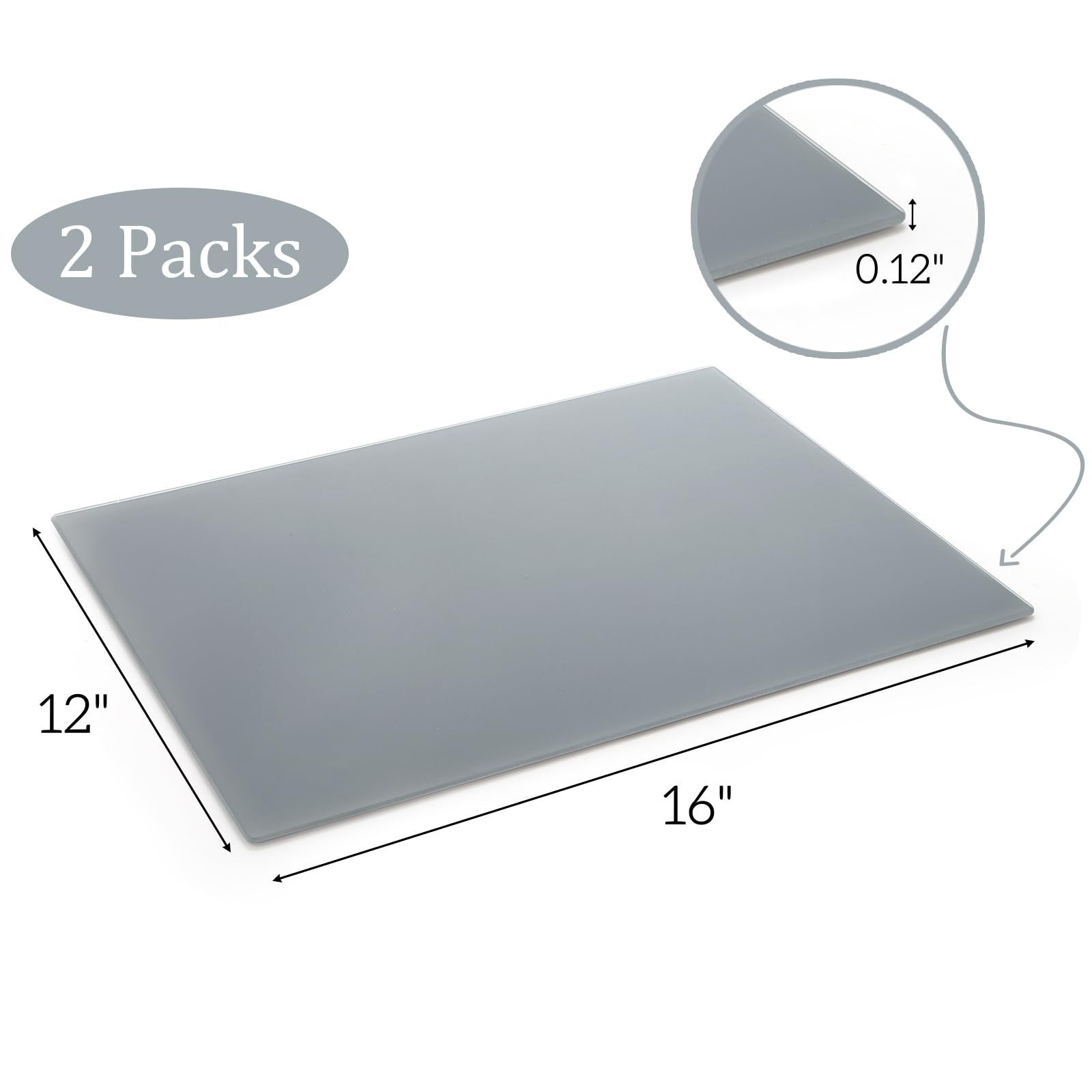 2 Pack Neutral Grey Tempered Glass Palettes, 12″ x 16″ Large Paint Palette, S…