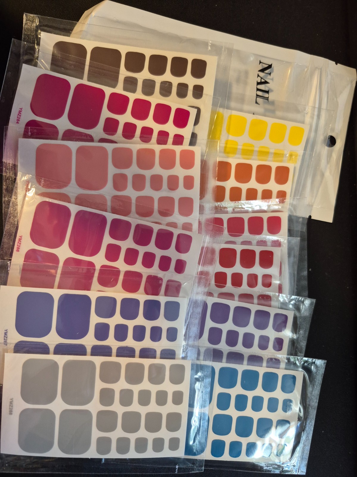 12 sets Various Bold Colors Toe Nail Full Cover Wraps Stickers New