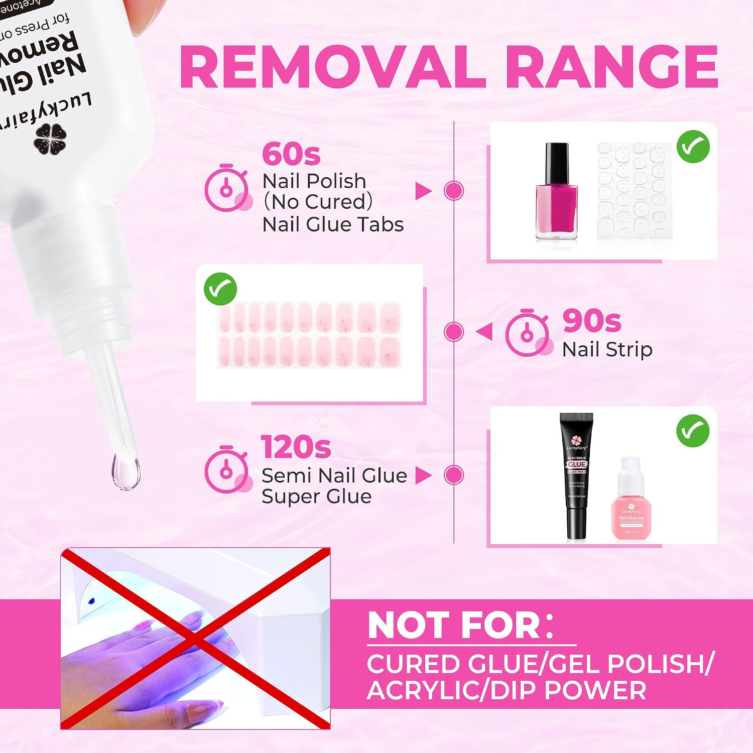 Nail Glue Remover for Press on Nails, 15Ml Acetone-Free Nail Polish Remover, Mul