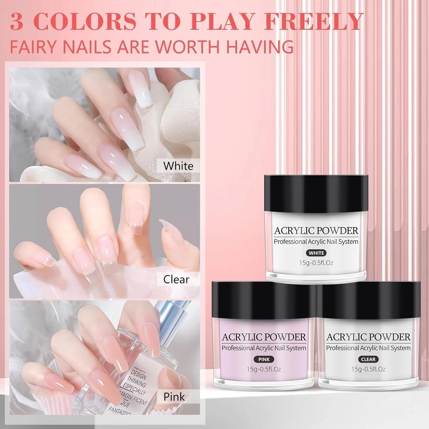Acrylic Nail Kit with Practice Hand & Powder