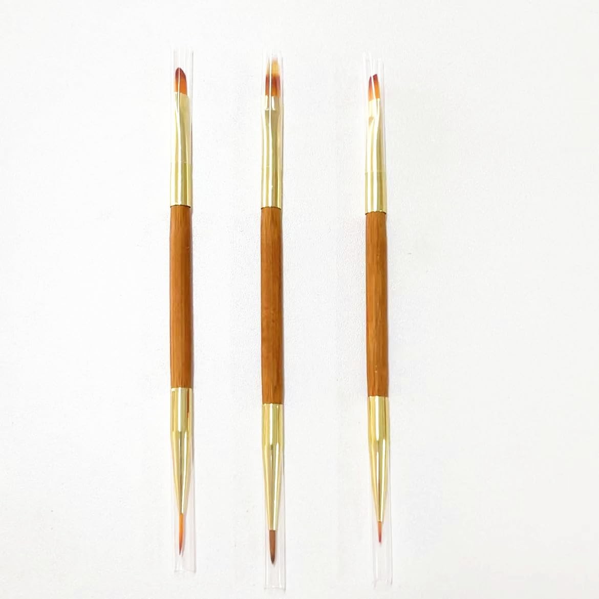 3Pcs Nail Art Drawing Brushes, Short Bamboo Penholder Double End