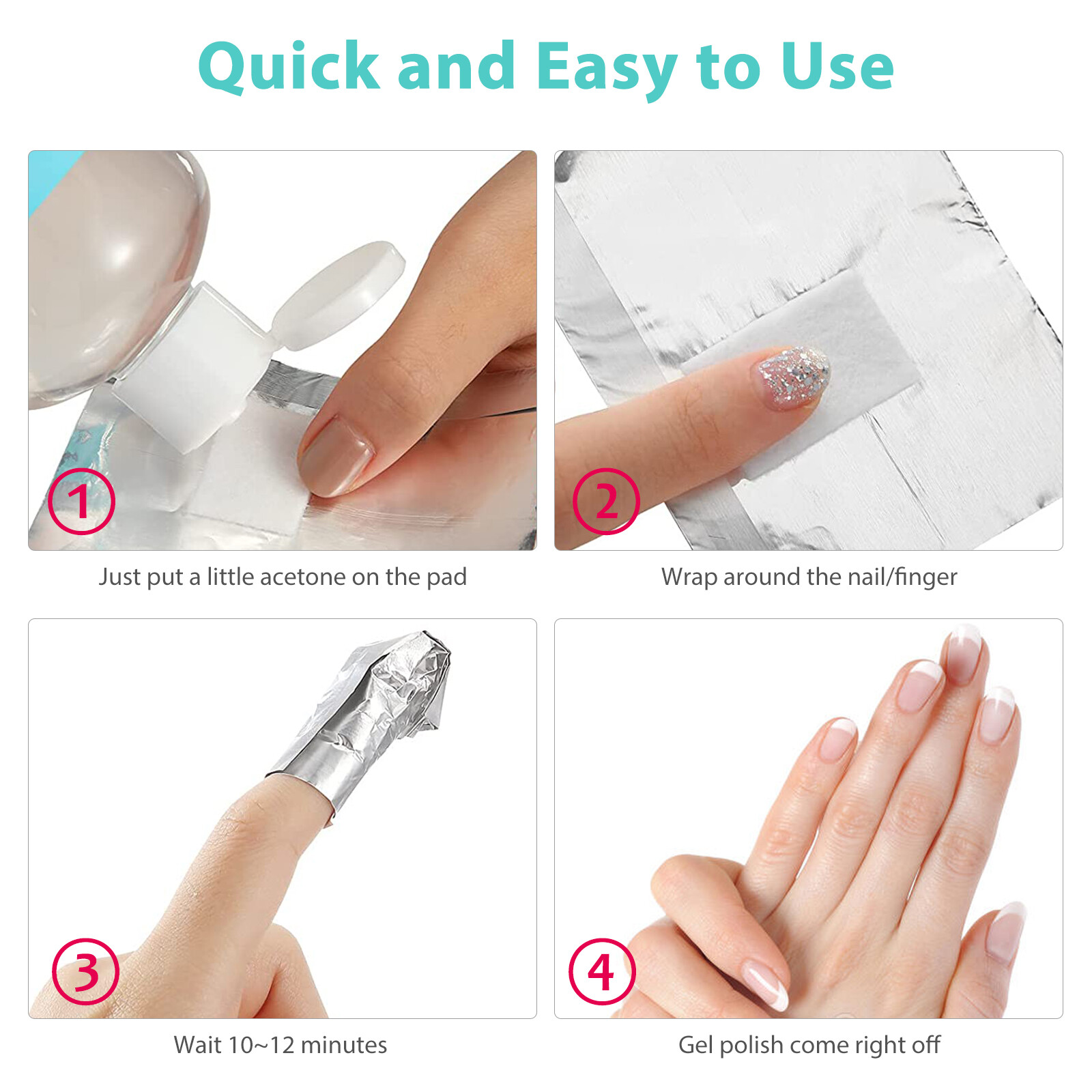 500PCS Aluminium Foil Nail Wraps Art Soak Off Gel Polish Remover Cleaner Cotton